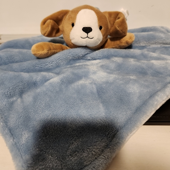 Carter's blue and brown puppy soft lovey security blanket. - Picture 2 of 5